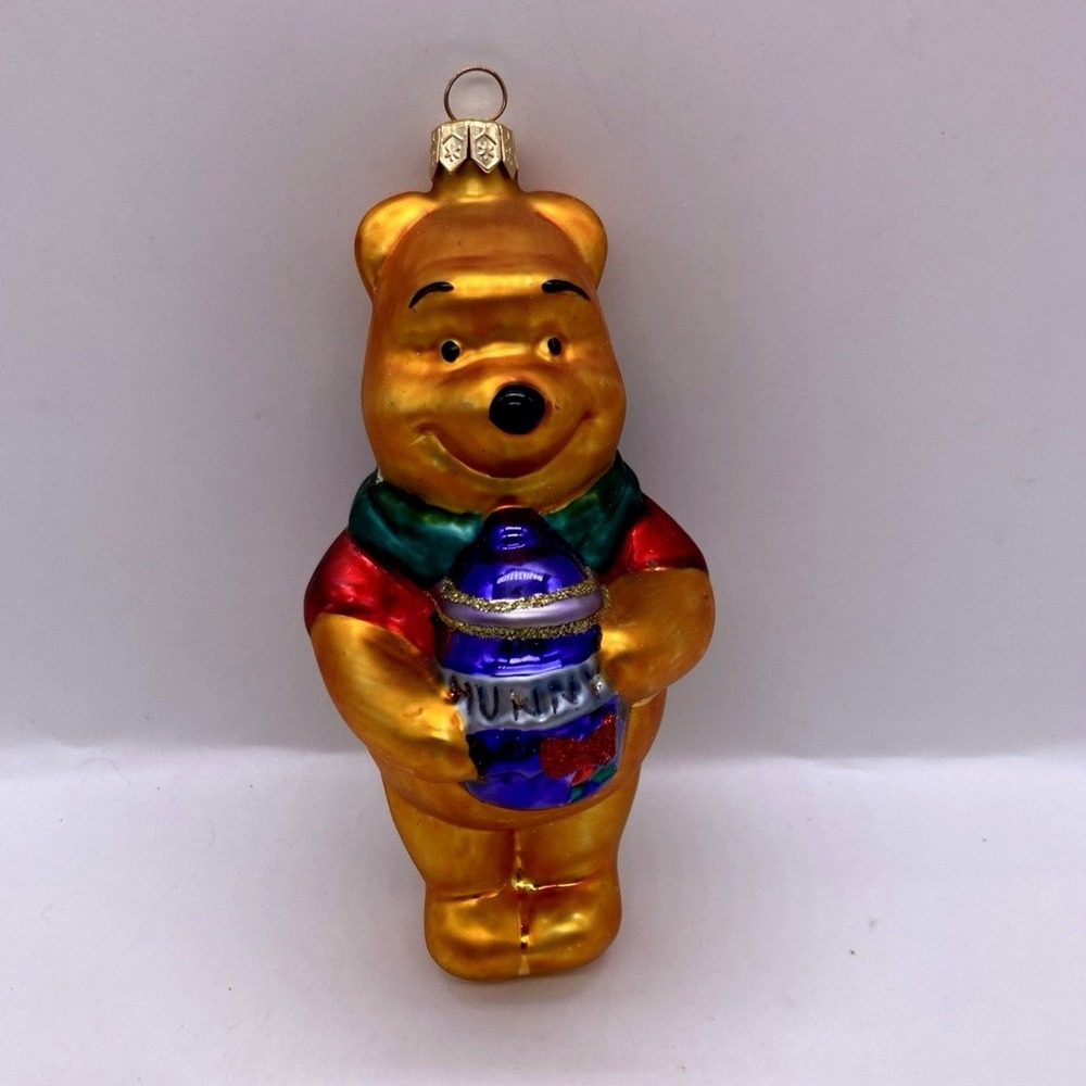 Vintage Winnie The Pooh With Honey Pot Hand Blown Ornament Made In Poland
